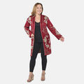 Badgley Mischka Burgundy Lotus Paisley Double Knit Jacquard Coat - S - Sticky add to cart bar