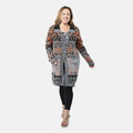 Badgley Mischka Orange Floral Cottage Double Knit Jacquard Coat - S - Sticky add to cart bar