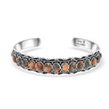 Santa Fe Style Spiny Turquoise Bangle Bracelet in Sterling Silver (7.0 In) 10.75 ctw - Sticky add to cart bar