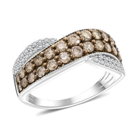 Natural Champagne and White Diamond Infinity Ring in Sterling Silver
