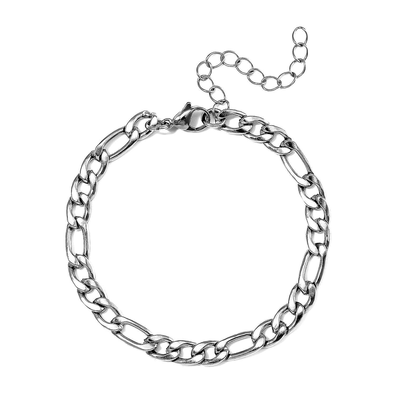 Figaro Chain Bracelet in Stainless Steel (7.00-9.00In)