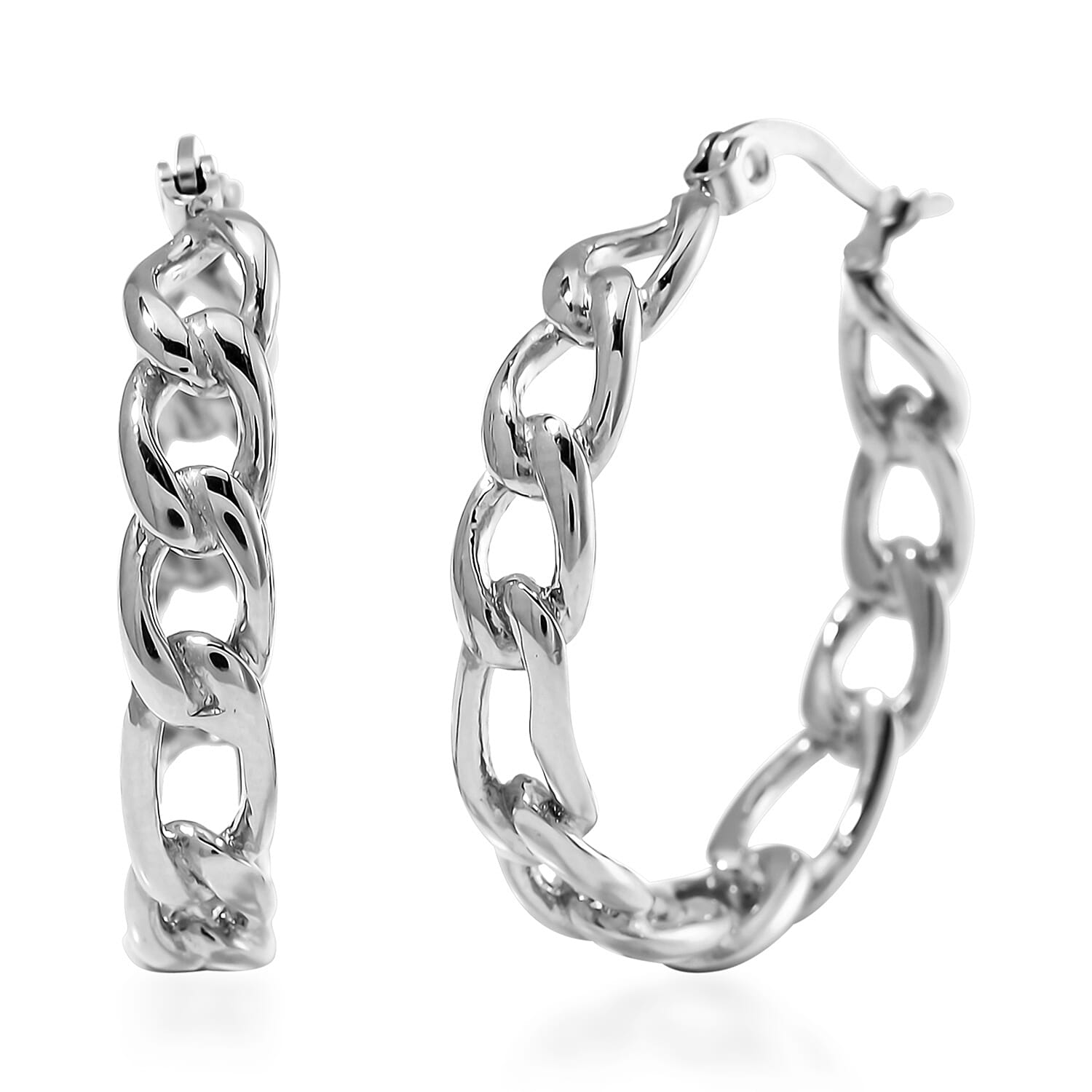 Figaro Chain Hoop Earrings in Stainless Steel