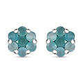Grandidierite Floral Stud Earrings in Rhodium Over Sterling Silver 1.10 ctw - Sticky add to cart bar