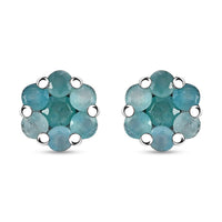 Grandidierite Floral Stud Earrings in Rhodium Over Sterling Silver 1.10 ctw