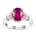 Niassa Ruby (FF), White Zircon Ring in Rhodium Over Sterling Silver (Size 10.0) 3.10 ctw - Sticky add to cart bar