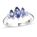 Tanzanite and Diamond 1.05 ctw Ring in Rhodium Over Sterling Silver - Sticky add to cart bar