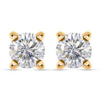 Moissanite Solitaire Stud Earrings in 18K Vermeil YG Over Sterling Silver 0.50 Carat Total Weight
