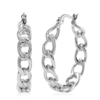 Cuban Chain Hoop Earrings in Stainless Steel