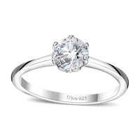 Moissanite (Rnd 6.5mm) Solitaire Ring in Rhodium Over Sterling Silver (Size 5.0) 0.90 ctw