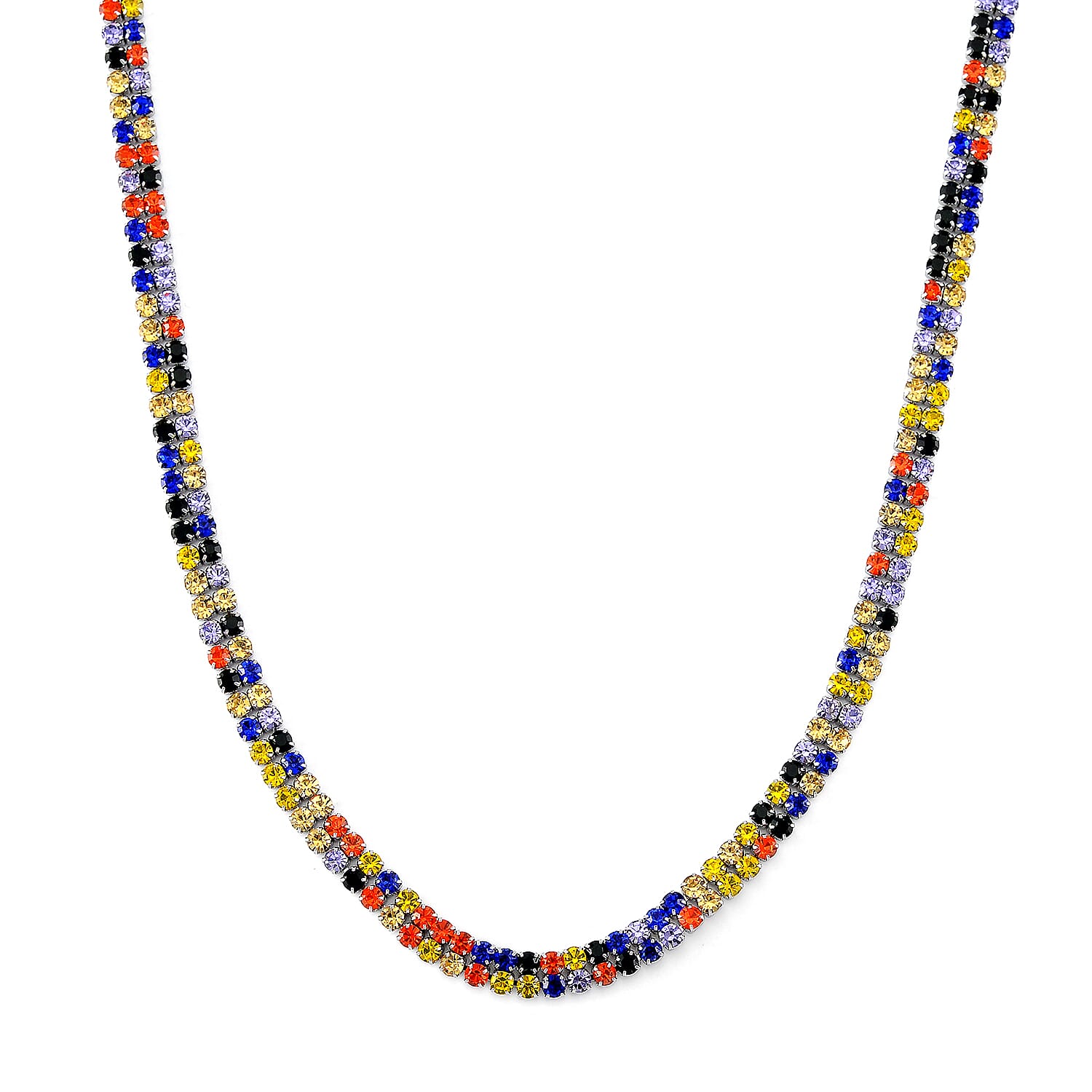 Multi Color Austrian Crystal Necklace 18-20 Inches in Stainless Steel