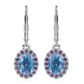 TLV Cambodian Blue Zircon, Madagascar Pink Sapphire Ocean Bloom Earrings in Rhodium Over Sterling Silver 3.00 ctw - Sticky add to cart bar
