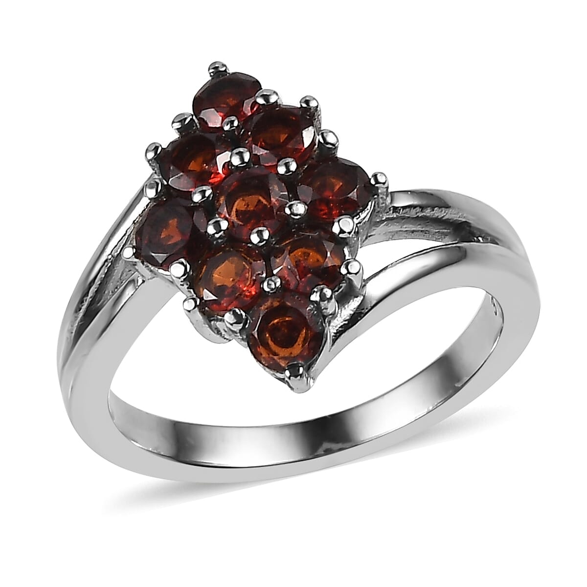 Mozambique Garnet Bypass Ring in Stainless Steel