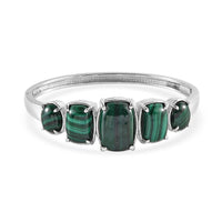 African Malachite Bangle Bracelet in Stainless Steel (6.50 In) 42.30 ctw