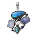 D'Joy Artisan Crafted Malagasy Labradorite and Multi Gemstone 25.00 ctw Pendant in Sterling Silver - Sticky add to cart bar