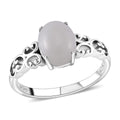 Natural Jade 4.00 ctw Solitaire Ring in Rhodium Over Sterling Silver (Size 10.0) - Sticky add to cart bar