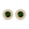 Chrome Diopside and White Zircon 1.50 ctw Halo Stud Earrings in 18K Vermeil Yellow Gold Over Sterling Silver - Sticky add to cart bar