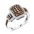 Natural Champagne and White Diamond Ring in Sterling Silver (Del. in 12-15 Days) (Size 10.0) 1.25 ctw - Sticky add to cart bar