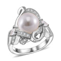 White Shell Pearl, Simulated Diamond Ring in Silvertone (Size 10.0) 1.10 ctw - Sticky add to cart bar