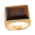 Yellow Tigers Eye Men's Ring in Stainless Steel (Size 10.0) 5.00 ctw - Sticky add to cart bar
