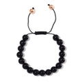 Black Obsidian Beaded Corded Adjustable Bracelet in 14K RG Over Copper (6.50-9.00In) 120.00 ctw - Sticky add to cart bar