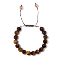 Yellow Tigers Eye Beaded Corded Adjustable Bracelet in 14K RG Over Copper (6.50-9.00In) 120.00 ctw