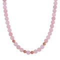 Galilea Rose Quartz Beaded Necklace 20 Inches in 14K RG Over Copper and Stainless Steel Lock 330.00 ctw - Sticky add to cart bar