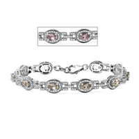 D'Joy AAA Turkizite and Moissanite 7.20 ctw Art and Deco Bracelet in Rhodium Over Sterling Silver (7.25 In)