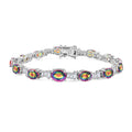 Nebula Quartz Doublet and Moissanite 19.60 ctw Art Deco Bracelet in Rhodium Over Sterling Silver (7.25 In) - Sticky add to cart bar