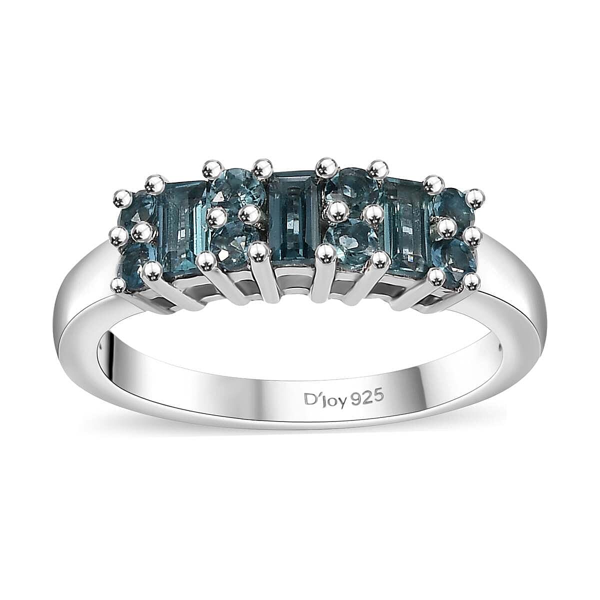 Pirineu Lagoon Tourmaline 0.90 ctw Ring in Rhodium Over Sterling Silver (Size 6.0)