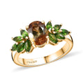Jenipapo Andalusite, Chrome Diopside Ring in 18K Vermeil YG Over Sterling Silver (Size 10.0) 2.20 ctw - Sticky add to cart bar