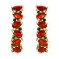 D'Joy Mexican Cherry Fire Opal and Chrome Diopside 1.85 ctw Art Deco Earrings in 18K Vermeil Yellow Gold Over Sterling Silver - Sticky add to cart bar