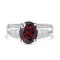 Mozambique Garnet, White Zircon Ring in Rhodium Over Sterling Silver (Size 10.0) 3.25 ctw - Sticky add to cart bar