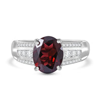 Mozambique Garnet, White Zircon Ring in Rhodium Over Sterling Silver (Size 10.0) 3.25 ctw