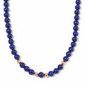 Lapis Lazuli Beaded Necklace 20 Inches in 14K RG Over Copper and Stainless Steel Lock 330.00 ctw - Sticky add to cart bar