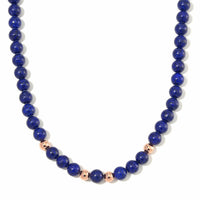 Lapis Lazuli Beaded Necklace 20 Inches in 14K RG Over Copper and Stainless Steel Lock 330.00 ctw