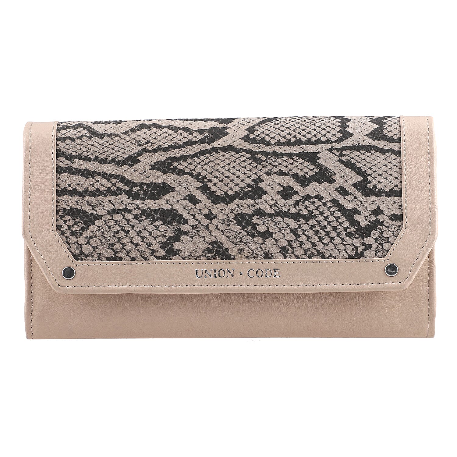 "UNION CODE -RFID Protected 100% Genuine Leather Women's Wallet SIZE: 7.5(L)x4.5(W) inches COLOR: Beige"