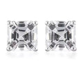 D'Joy Asscher Cut Lab Created White Sapphire 3.00 ctw Solitaire Stud Earrings in Sterling Silver - Sticky add to cart bar