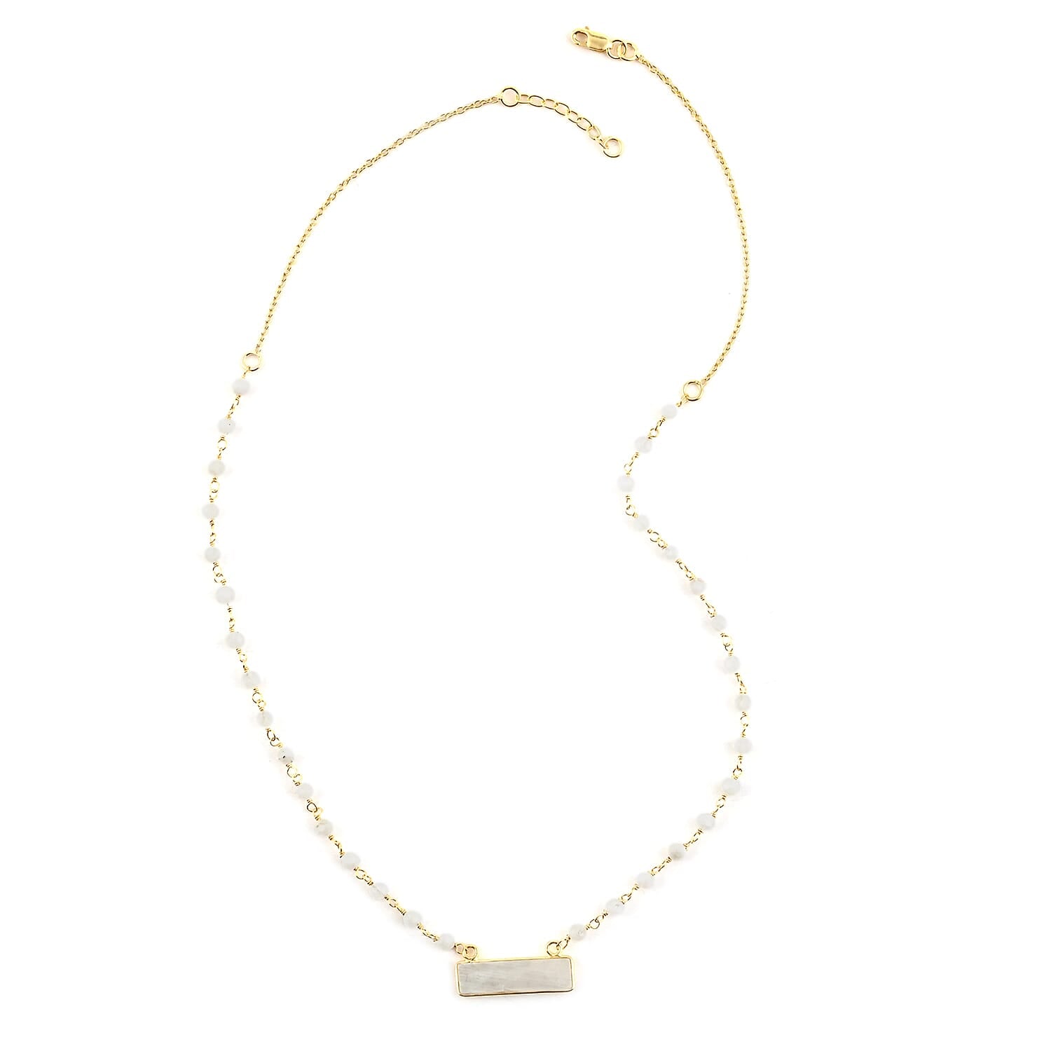 Multi Moonstone Necklace 18 Inches in 14K Yellow Gold Over Sterling Silver 8.15 ctw