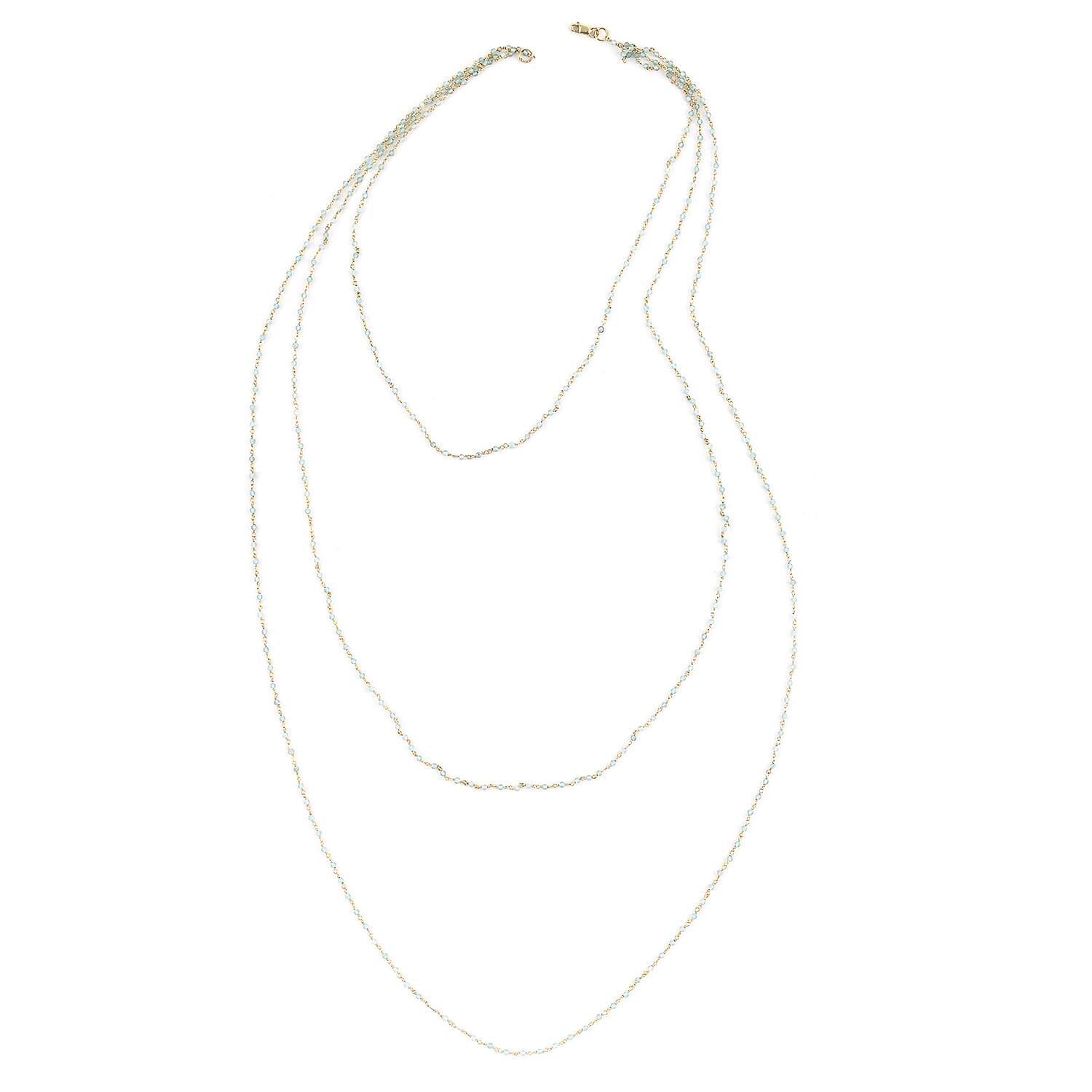 Apatite 3 Layer Necklace 17 Inches in 14K Yellow Gold Over Sterling Silver 11.80 Grams 51.00 ctw