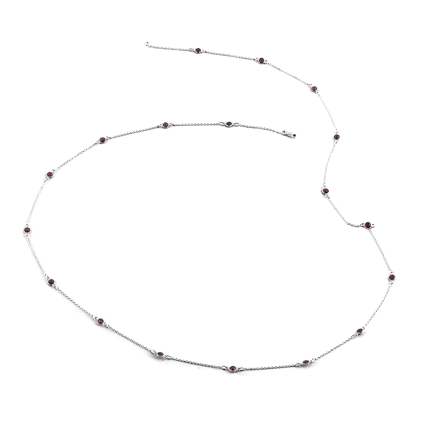 Ruby Station Necklace 36 Inches in Sterling Silver 6.00 ctw