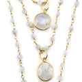 Moonstone Triple Layer Necklace 18 Inches in 14K Yellow Gold Over Sterling Silver 17.30 Grams 49.20 ctw - Sticky add to cart bar