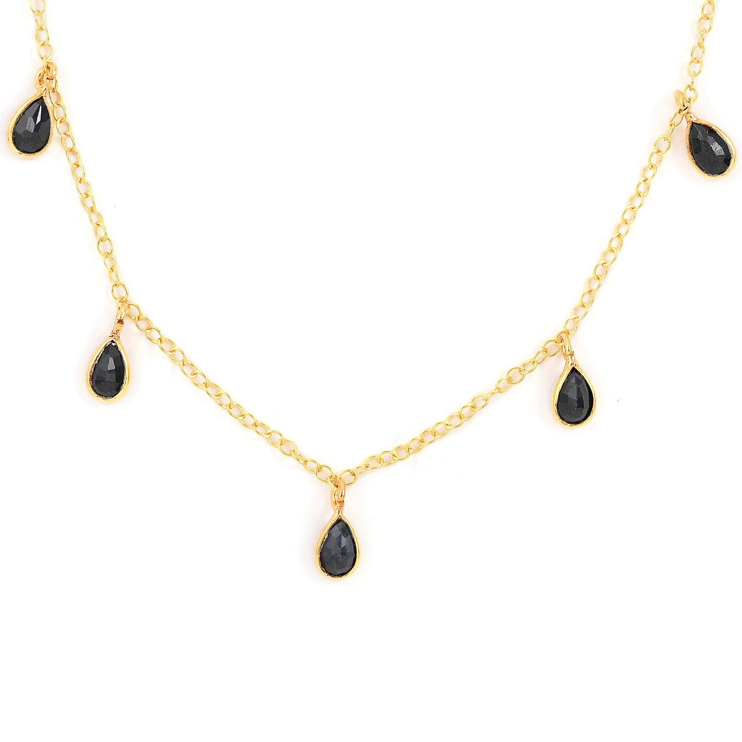 Sapphire Drop Necklace 17 Inches in 14K Yellow Gold Over Sterling Silver 1.70 ctw
