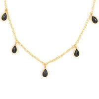 Sapphire Drop Necklace 17 Inches in 14K Yellow Gold Over Sterling Silver 1.70 ctw