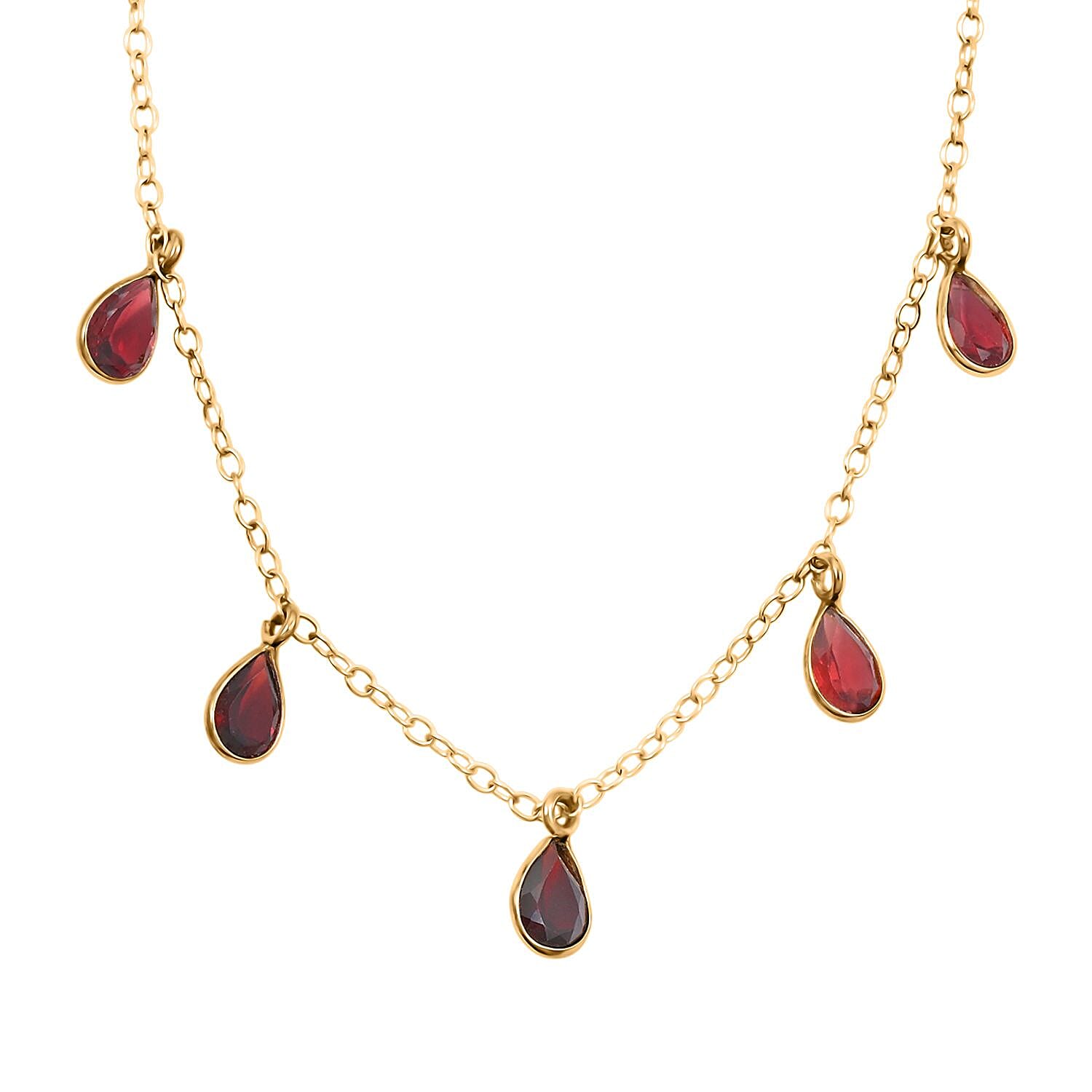 Sapphire Drop Necklace 17 Inches in 14K Yellow Gold Over Sterling Silver 1.70 ctw