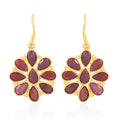 Ruby Dangle Flower Earrings in 14K YG Over Sterling Silver 1.70 ctw - Sticky add to cart bar