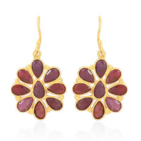 Ruby Dangle Flower Earrings in 14K YG Over Sterling Silver 1.70 ctw