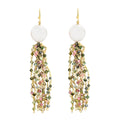 Mozambique Garnet, Freshwater Pearl Tassels Earrings in 14K YG Over Sterling Silver (7.50 g) 7.75 ctw - Sticky add to cart bar