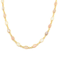 Moonstone Necklace 18 Inches in 14K Yellow Gold Over Sterling Silver 8.60 Grams 12.60 ctw