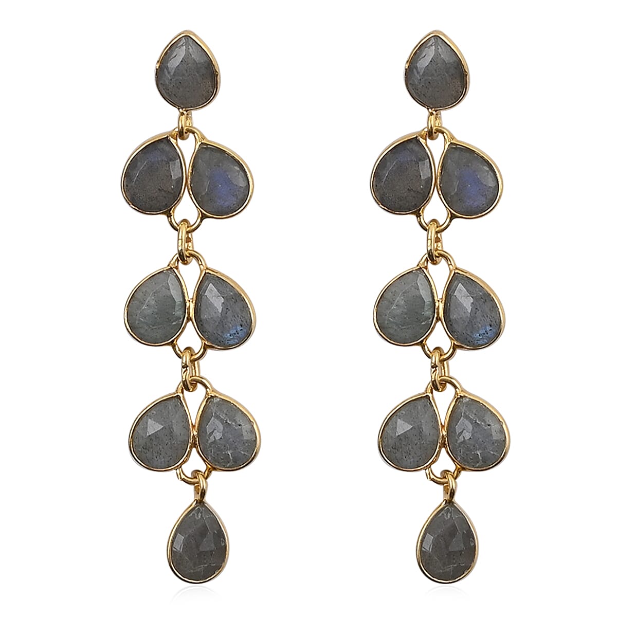 Malagasy Labradorite Dangle Earrings in 14K YG Over Sterling Silver 8.25 ctw