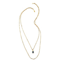 Malagasy Labradorite Double Layer Necklace 29 Inches in 14K Yellow Gold Over Sterling Silver 13.20 Grams 25.50 ctw